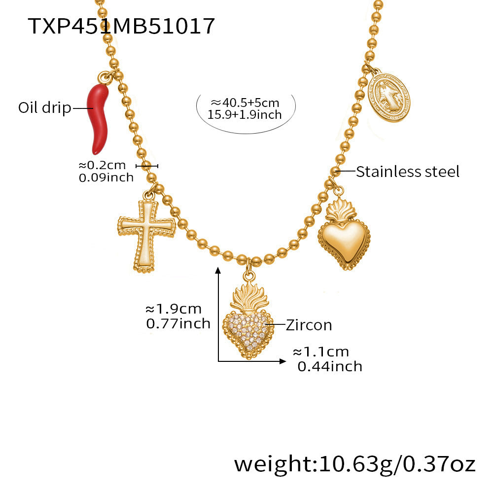 D관 - 18K 도금 스테인리스 스틸 큐빅 왕관 하트 반지 귀걸이 목걸이 [TXP450] 25.10-4