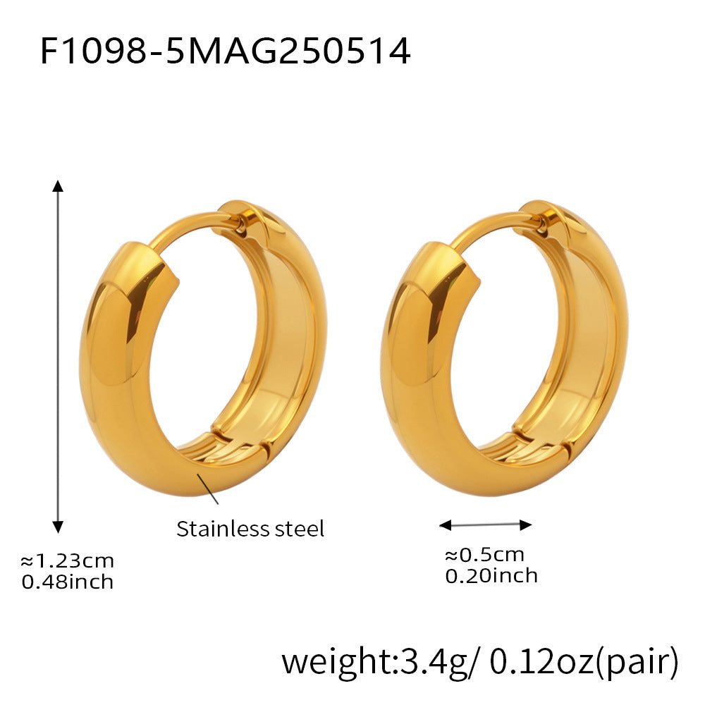 D관 - 투톤 원형 18K 도금 스테인리스 스틸 귀걸이 [F1015-F1098] 25.05-4