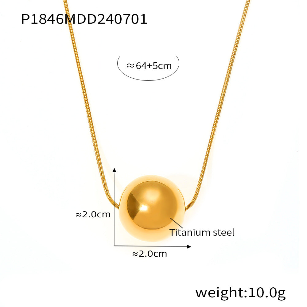D관 - 티타늄 스틸 18K 도금 볼 입체 펜던트 캐주얼 목걸이 [P1846] 24.07-1