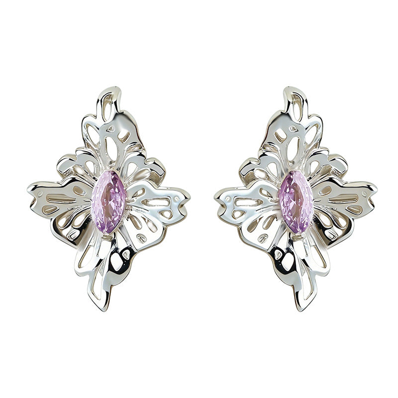 C관 - 925 은침 입체 플라워 큐빅 귀걸이 [7243] 25.12-3