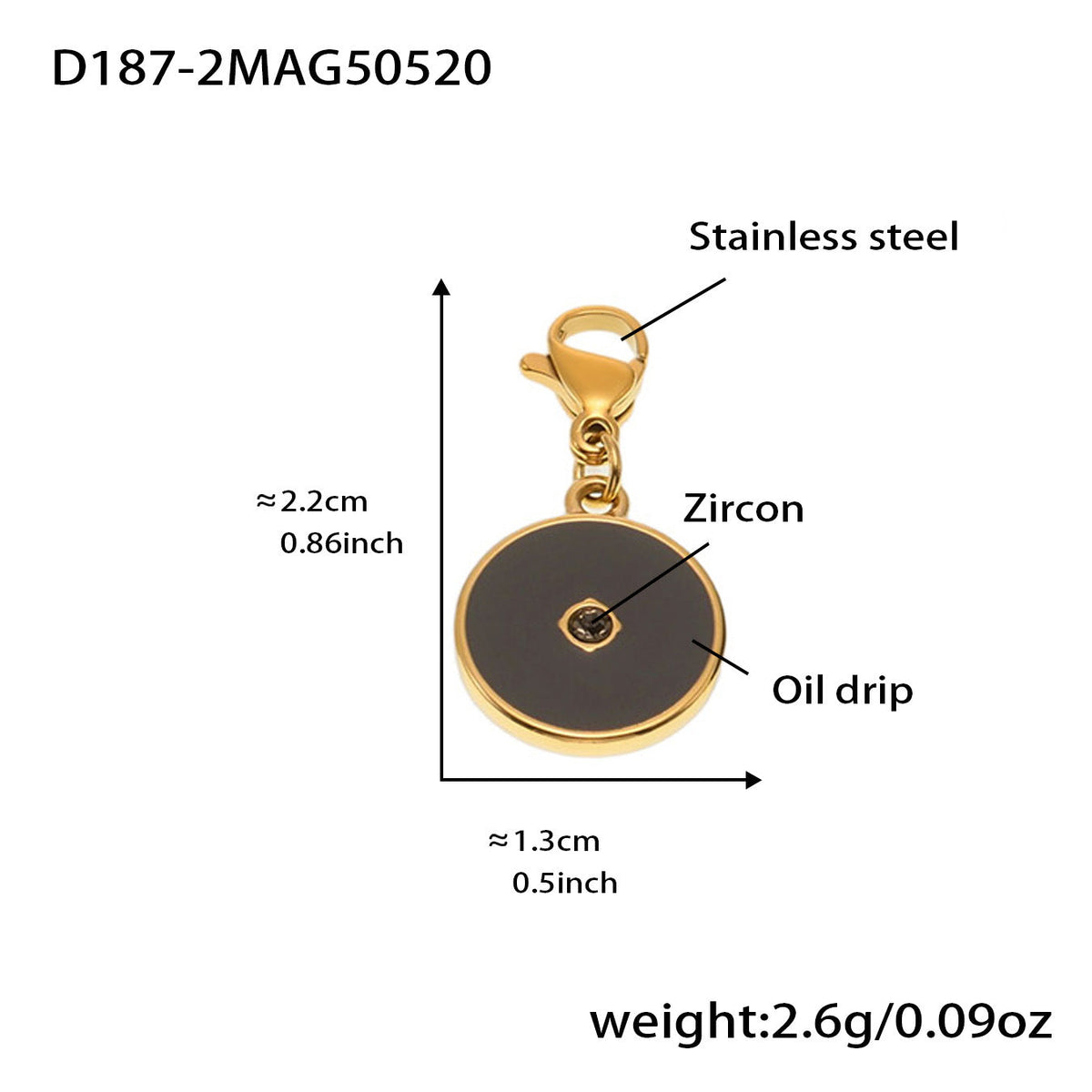 D관 - 18K 도금 체리 DIY 펜던트 스테인리스 스틸 목걸이 [P939] 25.08-2