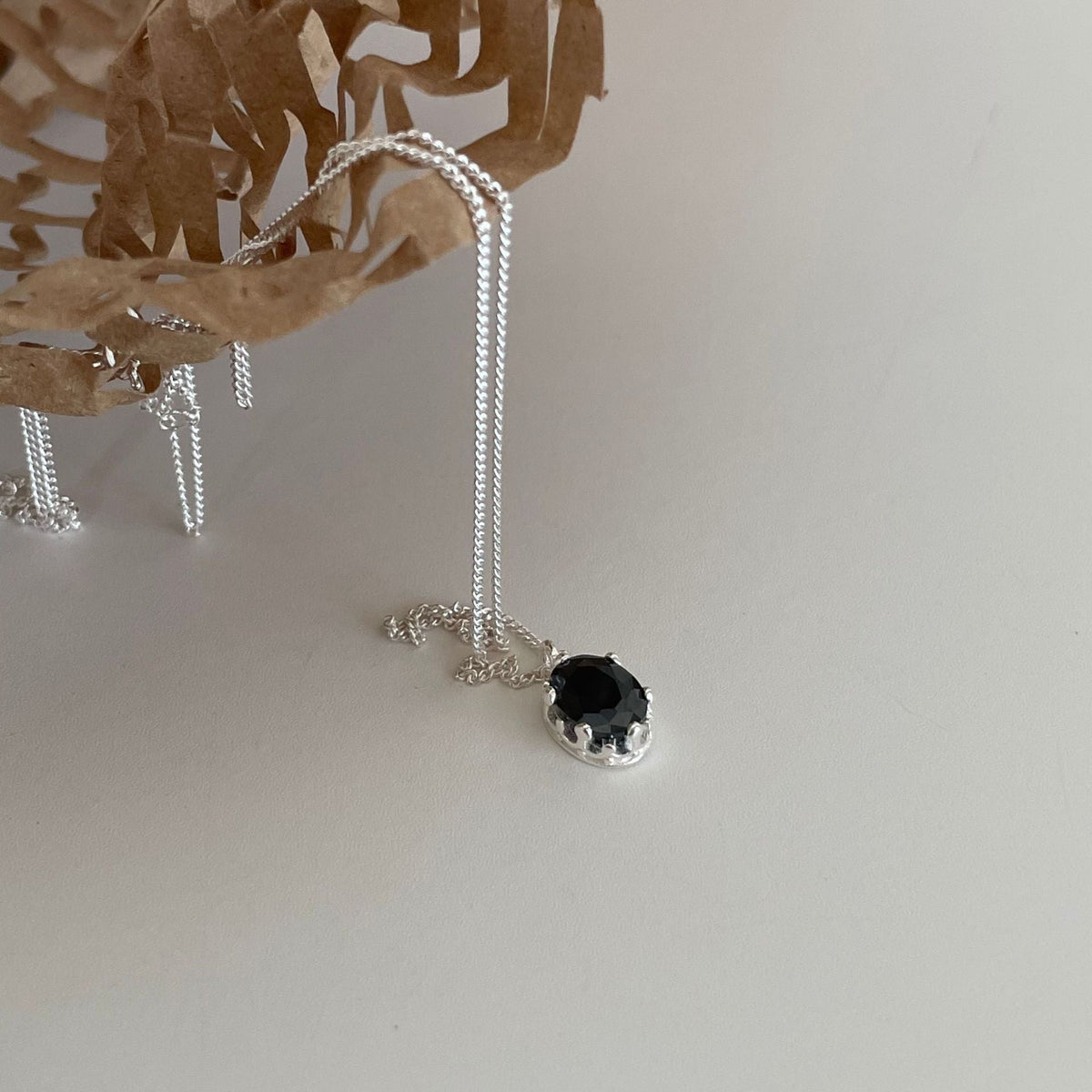F관 - 925 실버 블랙 원형 큐빅 펜던트 목걸이 [B1083] 25.11-2