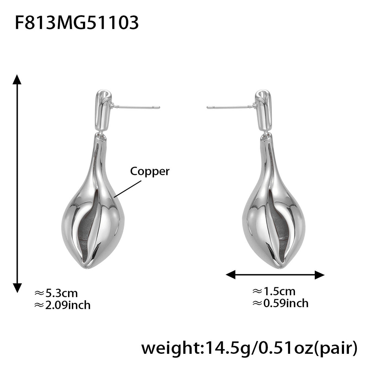 D관 - 18K 도금 조개껍질 디자인 드롭 스터드 귀걸이 [F813] 25.11-1