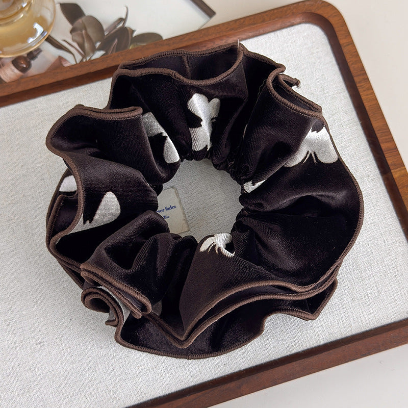 E관 - 벨벳 나비 패턴 더블 레이어 대형 곱창 헤어밴드 [27695] 25.11-3