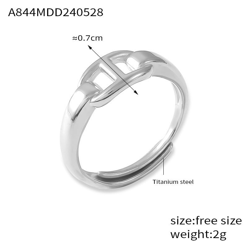 D관 - 티타늄 스틸 18K 도금 기하학적 오픈 디자인 미니멀 반지 [A843-7] 24.06-1
