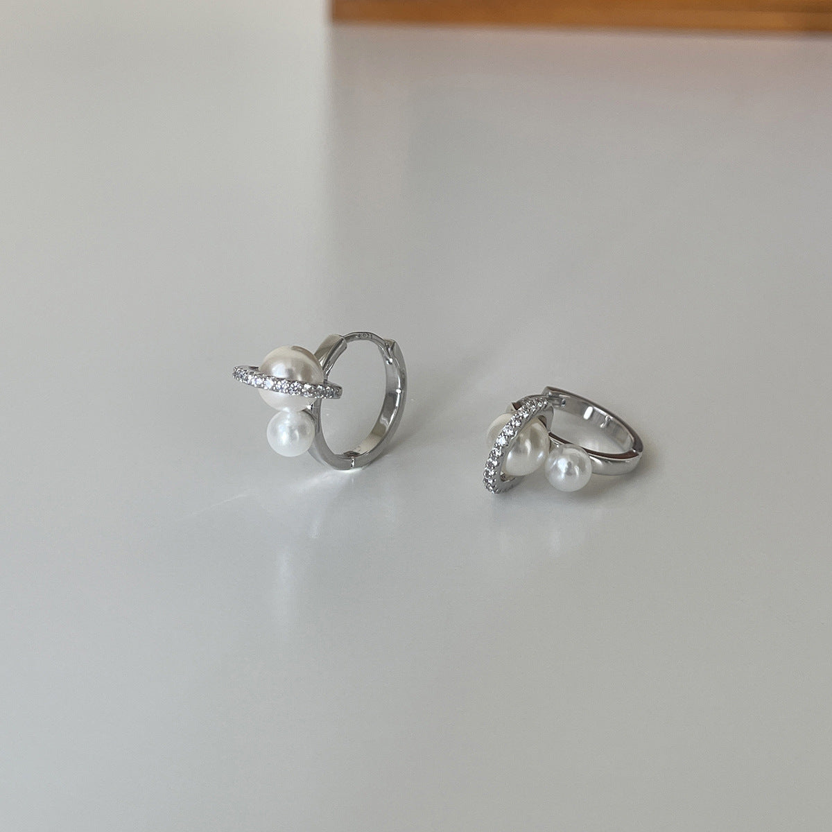 A관 - 925 은침 큐빅 진주 원형 링 귀걸이 [EH-4312] 25.12-3