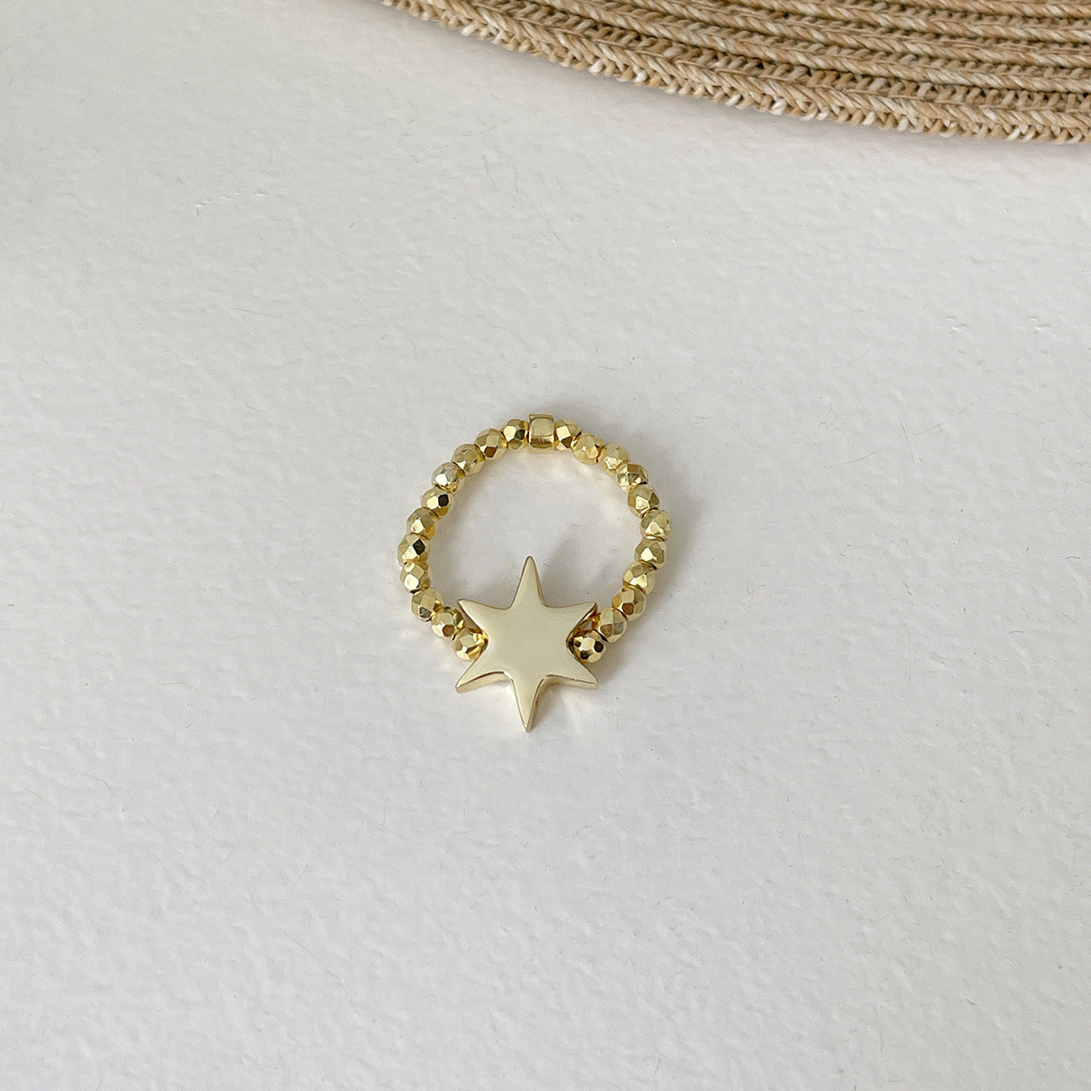 A관 - 925 실버 오각별 큐빅 오픈형 비즈줄 반지 [JZ-0709] 25.09-4