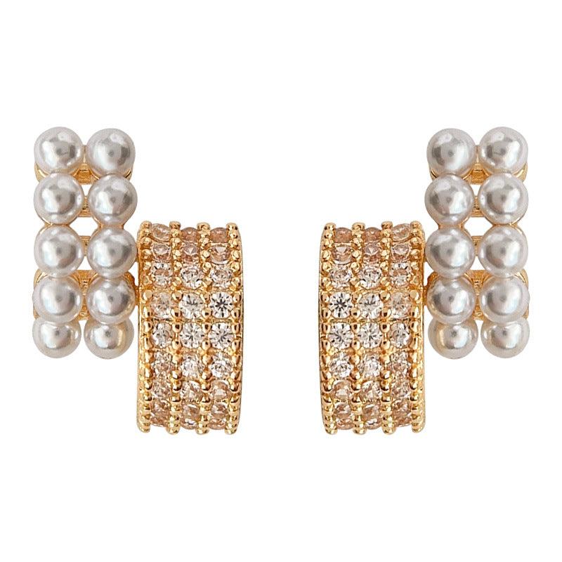 C관 - 미니 큐빅 장식 고급스러운 14K 도금 기하학적 은침 귀걸이 [3637] 24.03-4