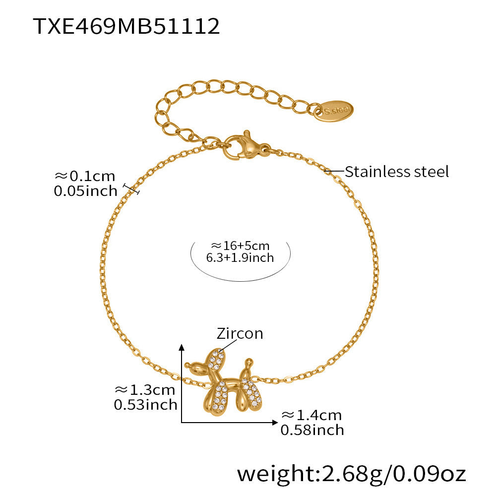 D관 - 큐빅 벌룬독 강아지 펜던트 스테인리스 목걸이 귀걸이 팔찌 [TXP469] 25.11-3