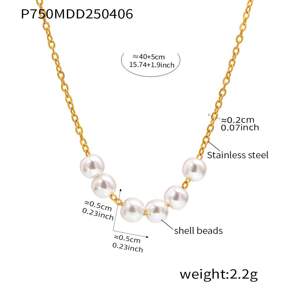 D관 - 자개 진주 스테인리스 스틸 18K 도금 목걸이 [P590-P750] 25.04-2