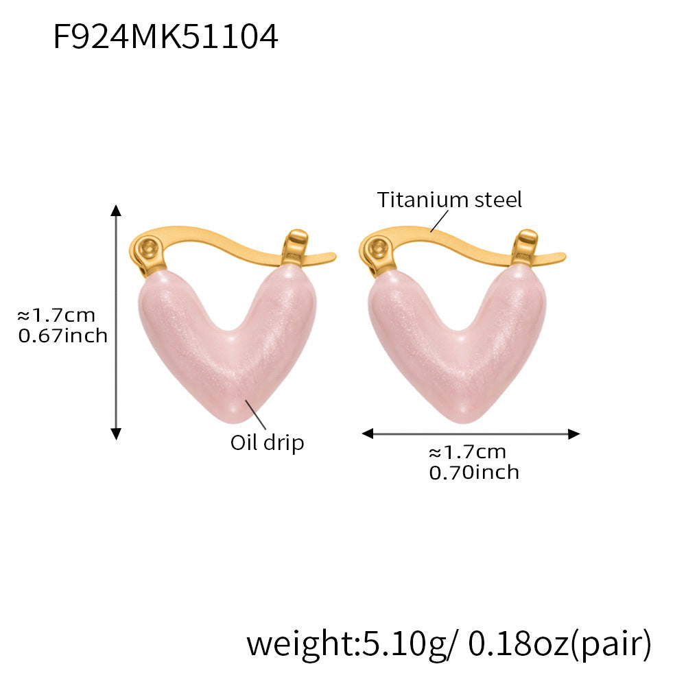 D관 - 티타늄 스틸 언밸런스 하트 18K 도금 귀걸이 [F924] 25.11-2