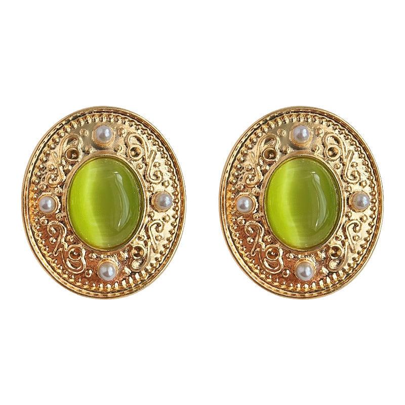 C관 - 고급스러운 14K 도금 복고풍 타원형 귀걸이 [3639] 24.03-4