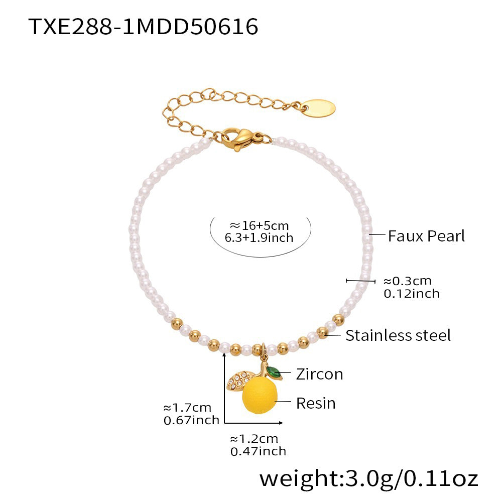 D관 - 레진 레몬 플라워 디자인 진주 팔찌 [TXE288] 25.06-3