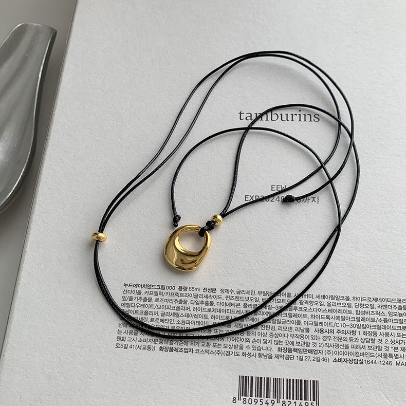 A관 - 925 실버 왁스끈 자물쇠 모양 펜던트 목걸이 [X638] 25.10-2