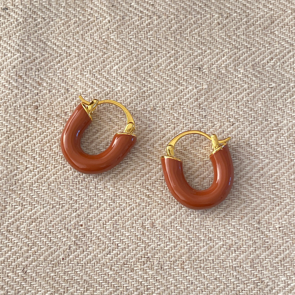 A관 - 925 은침 U자형 오일 코팅 디테일 귀걸이 [EH-2676] 24.05-1