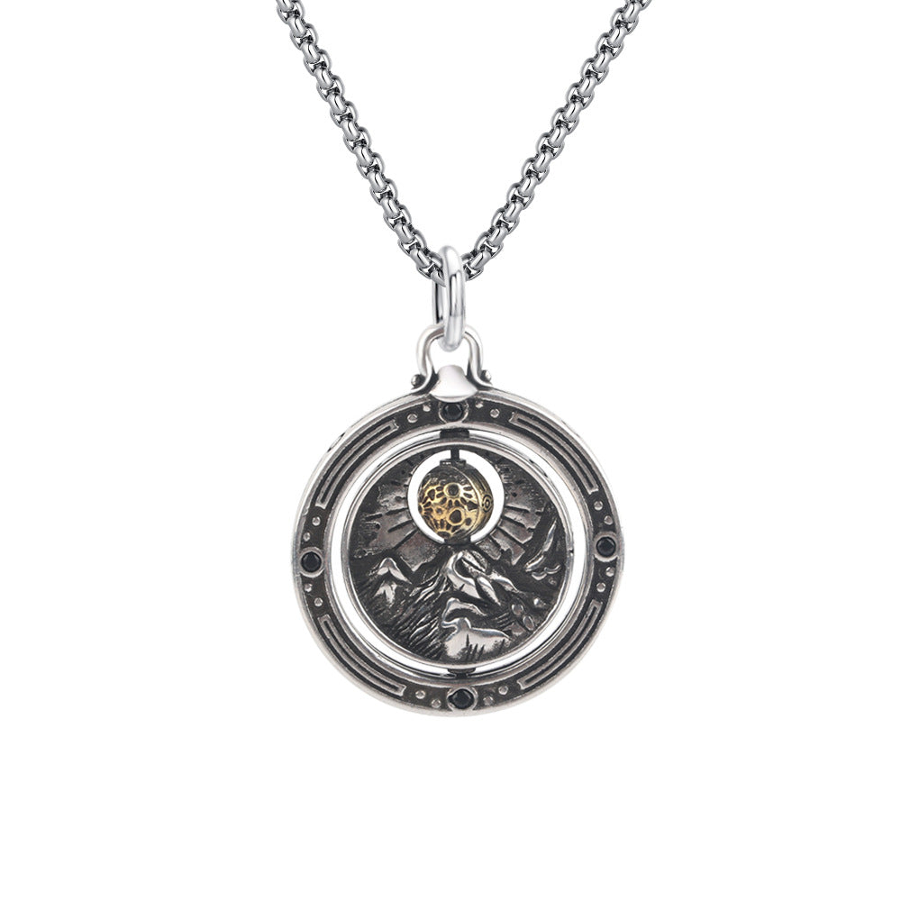 G관 - 빈티지 서약 회전 원형 펜던트 목걸이 [X1187] 25.09-4