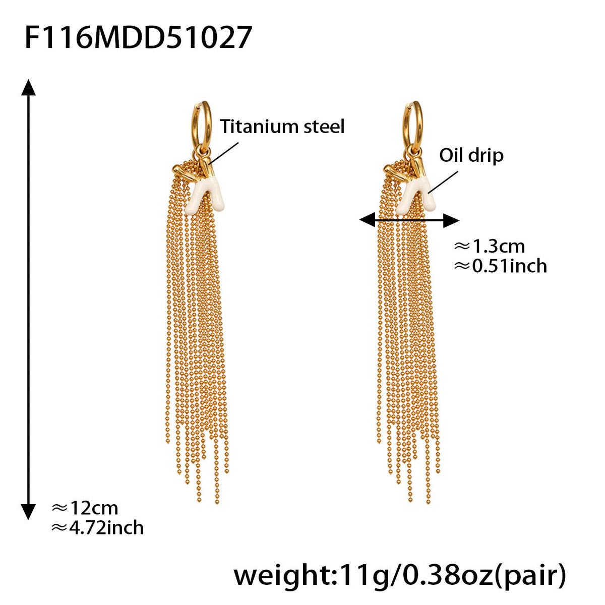 D관 - 스테인리스 18K 도금 K 이니셜 술장식 귀걸이 [F116] 25.10-5