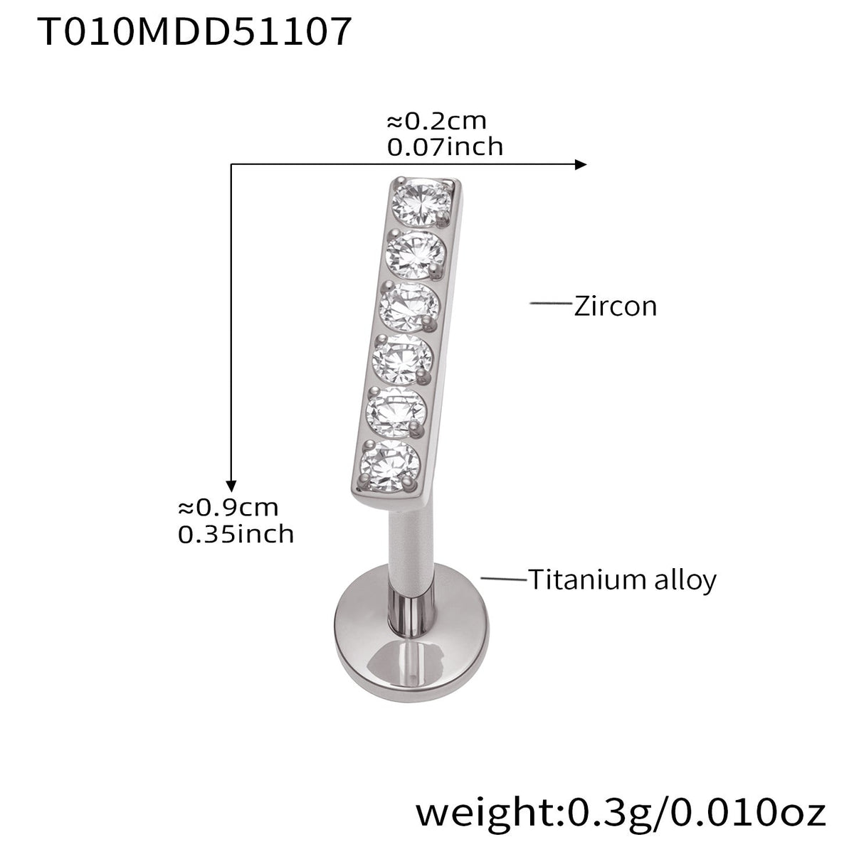 D관 - 티타늄 합금 스틸 입술용 단품 피어싱 [T009] 25.11-2