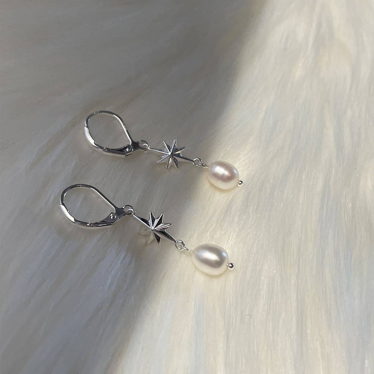A관 - 925 은침 팔각별 진주 드롭 귀걸이 [EH-4000] 25.10-2