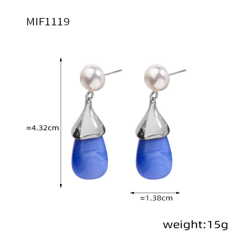 D관 - 스테인리스 스틸 캔디 컬러풀 레진 귀걸이 [F854] 24.12-4