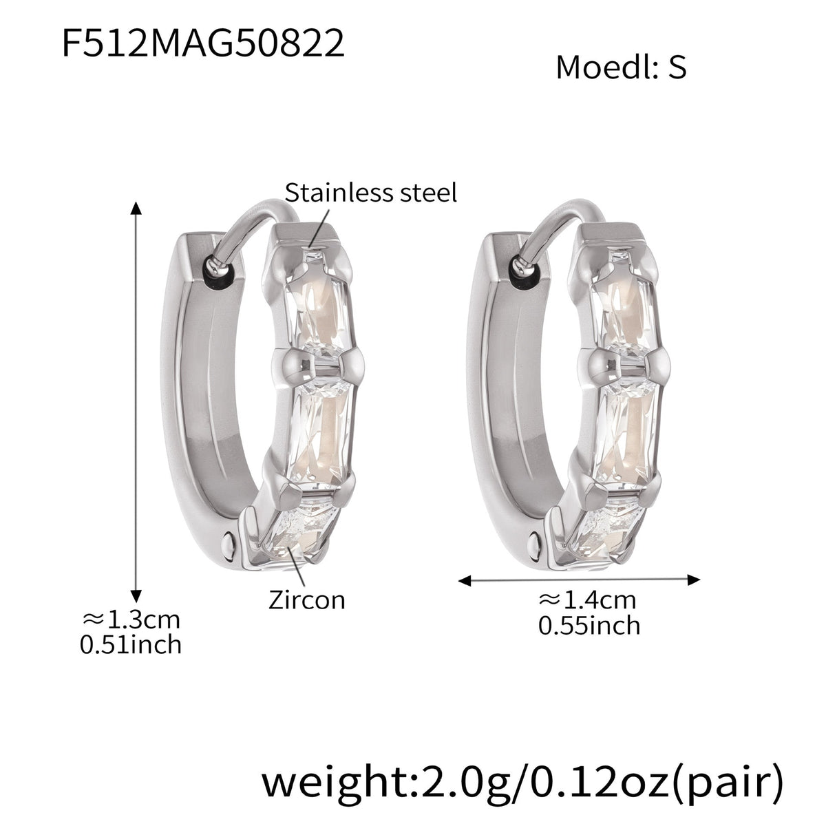 D관 - 스테인리스 스틸 18K 도금 큐빅 귀걸이 [F512-F513] 25.08-5