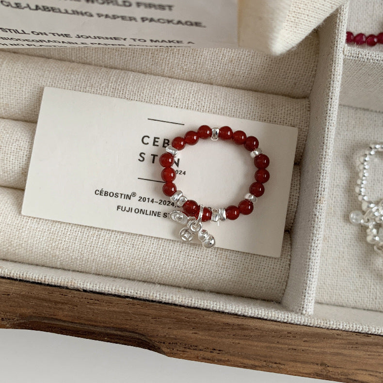 A관 - 플라워 잎사귀 복주머니 말 사과 미니 펜던트 925실버 반지 [RB] 25.11-4