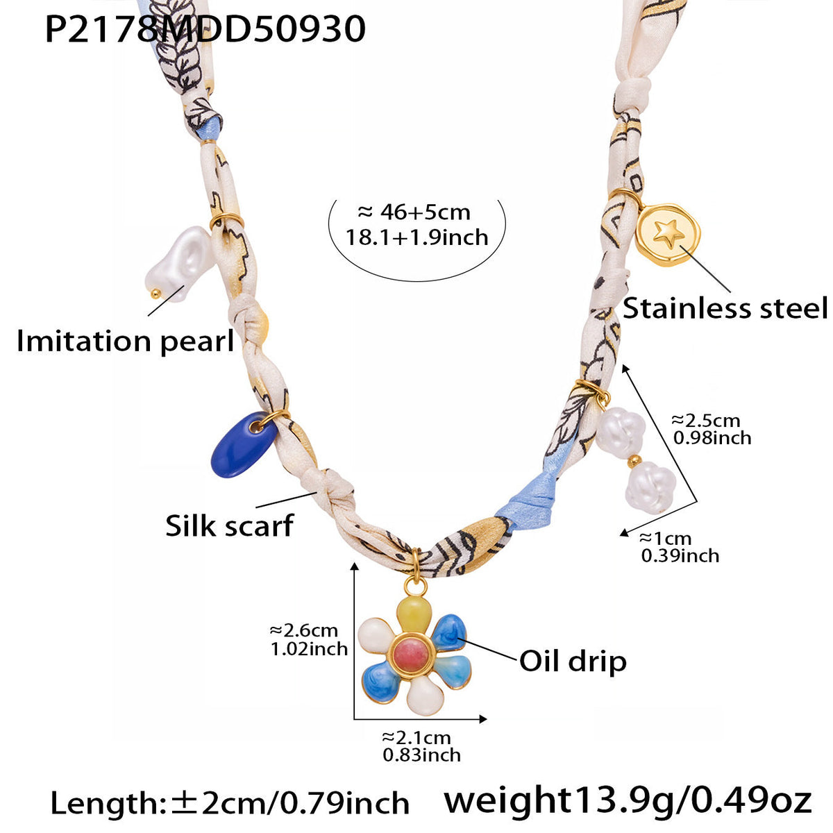 D관 - 스테인리스 스틸 호안석 진주 펜던트 스카프 목걸이 [P2178] 25.10-2