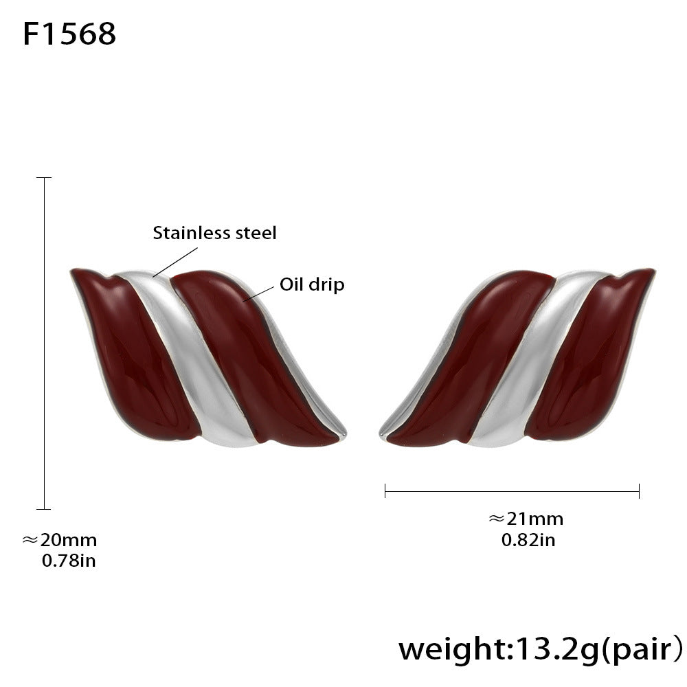 D관 - 날개 오일 코팅 18K 도금 스테인리스 스틸 귀걸이 [F1568-F1070] 25.02-1