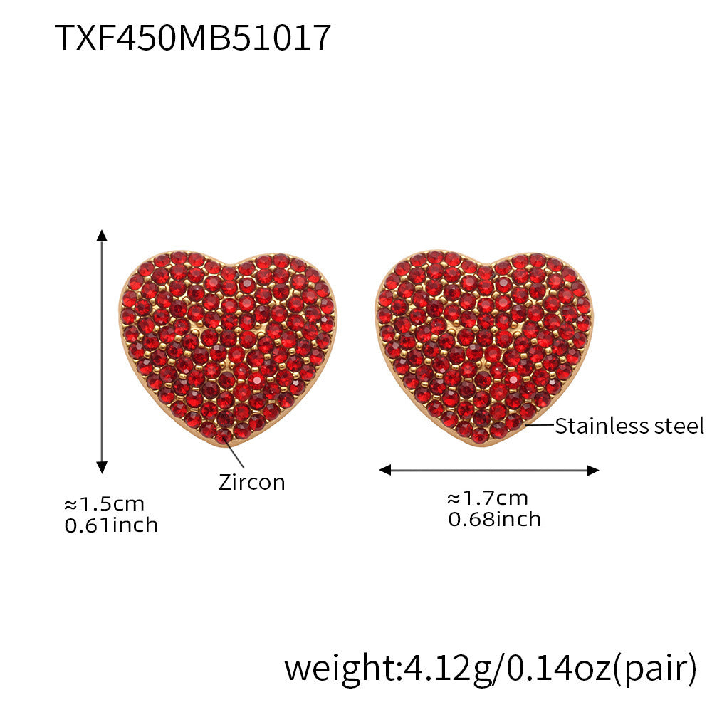 D관 - 18K 도금 스테인리스 스틸 큐빅 왕관 하트 반지 귀걸이 목걸이 [TXP450] 25.10-4
