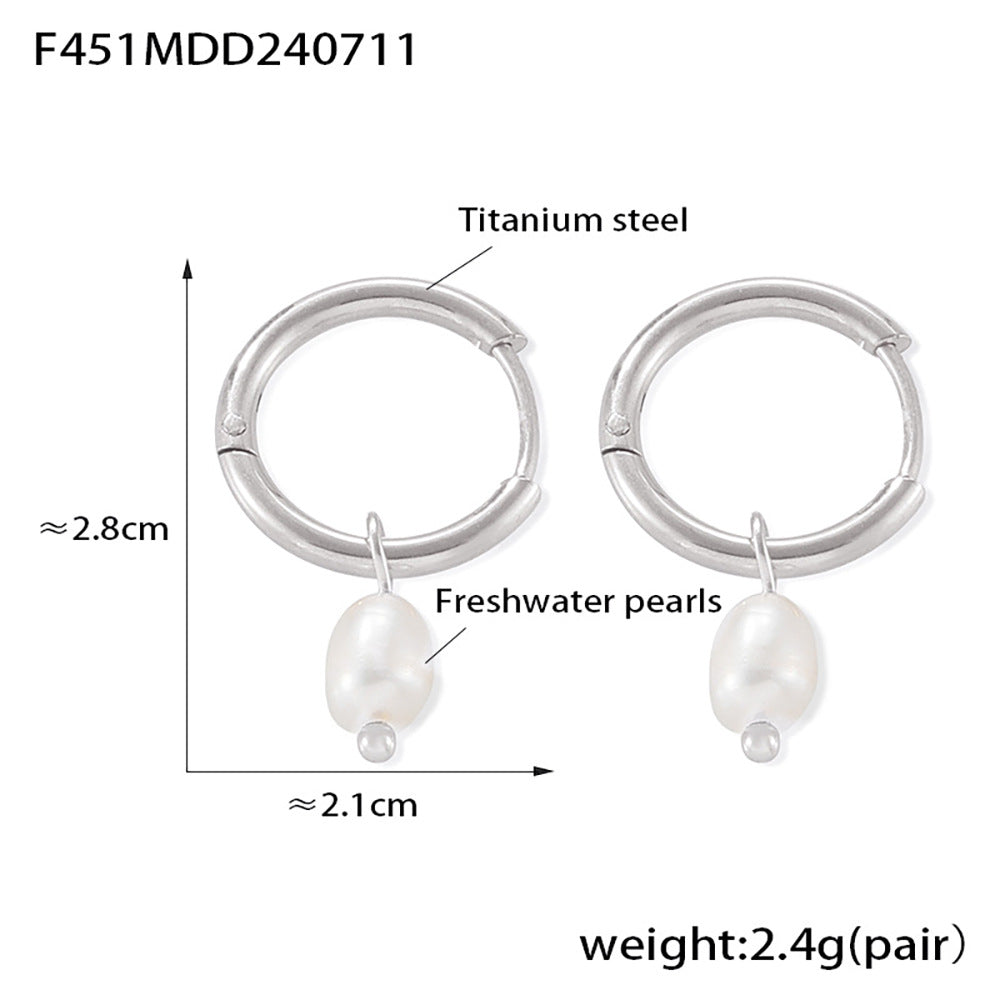 D관 - 심플 링 스테인리스 스틸 18K 도금 귀걸이 [F451] 25.01-1