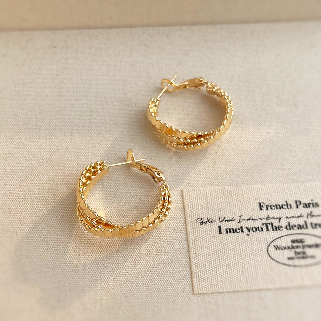 C관 - 원형 기하 14K 도금 은침 귀걸이 [5721-5722] 25.04-3