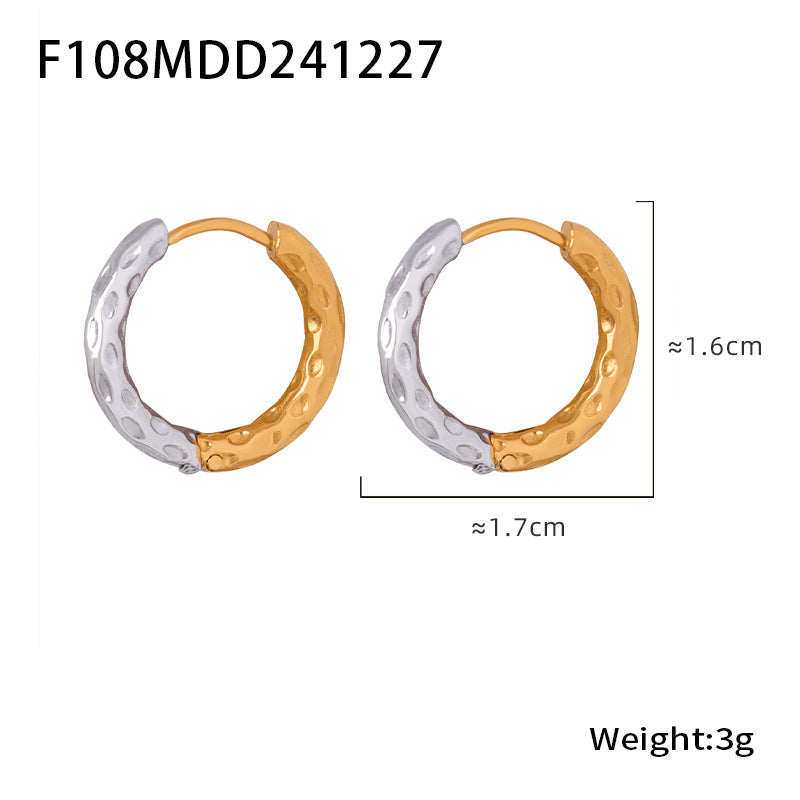 D관 - 심플 링 스테인리스 스틸 18K 도금 귀걸이 [F451] 25.01-1