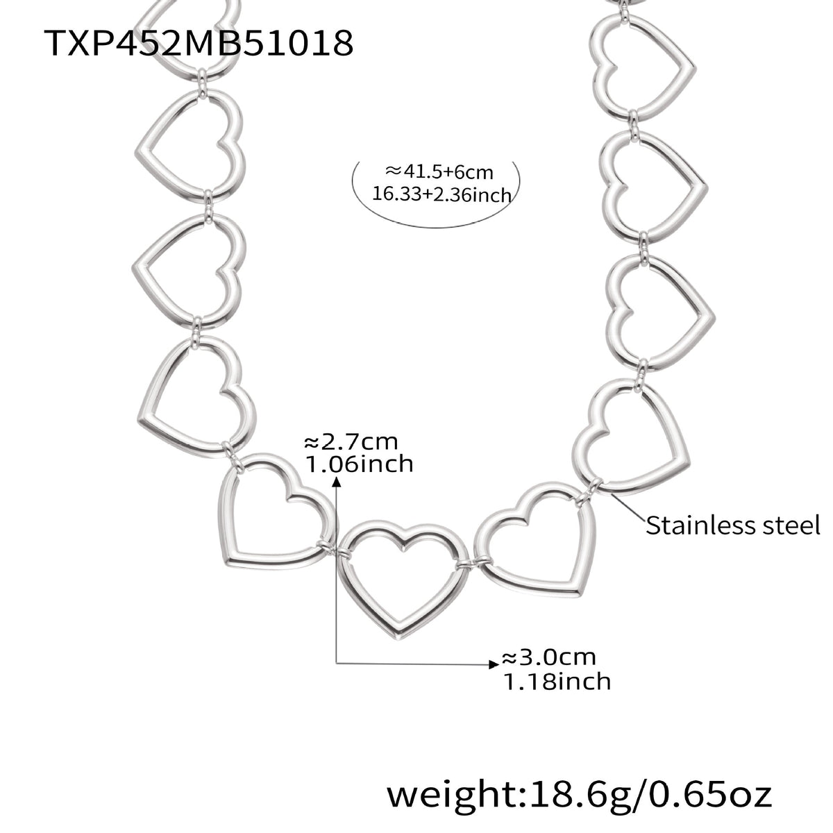 D관 - 18K 도금 스테인리스 스틸 하트 연결 디자인 귀걸이 목걸이 팔찌 [TXP452] 25.10-4