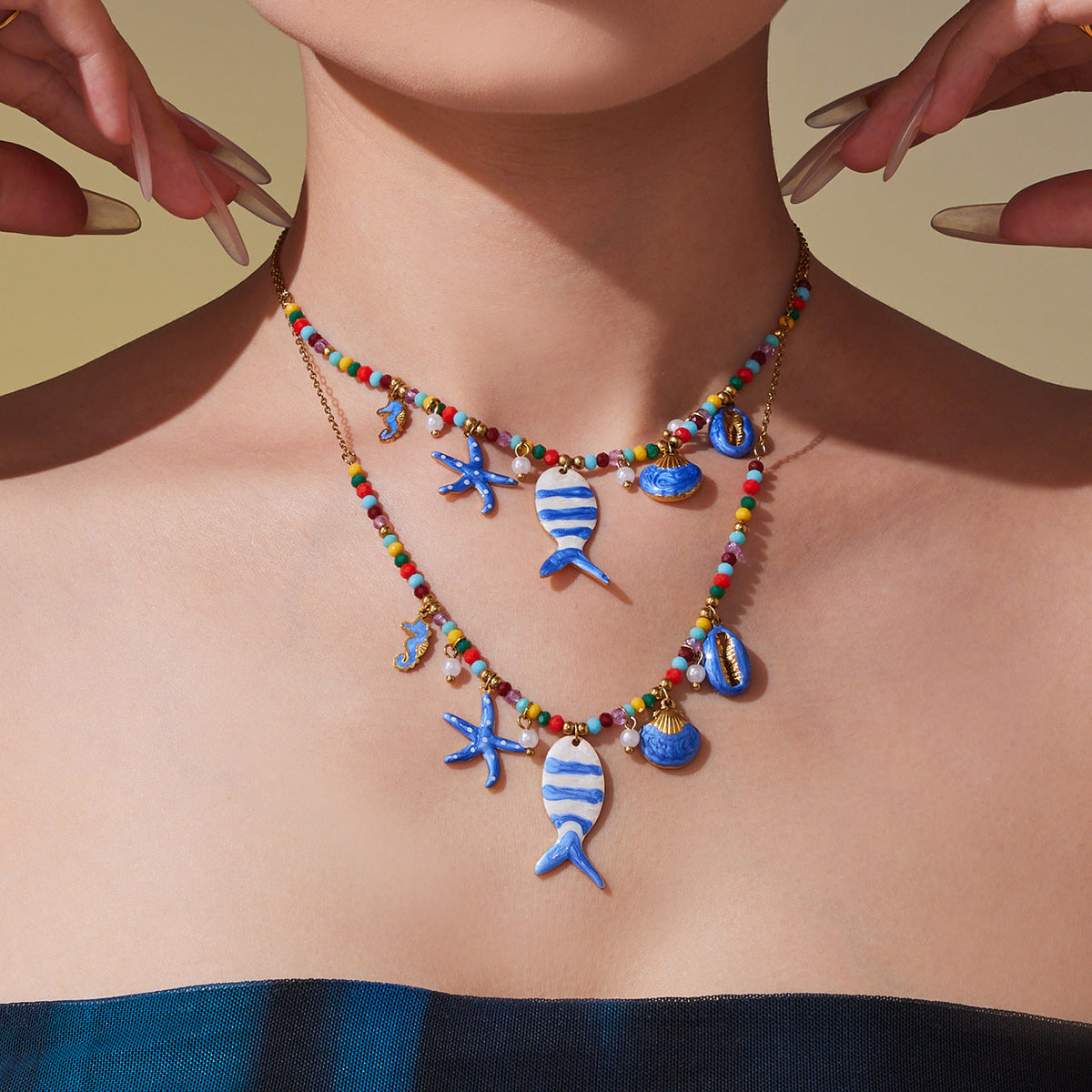 D관 - 18K 골드 도금 스테인리스 스틸 물고기 펜던트 목걸이 팔찌 발찌 [TXP418] 25.10-1