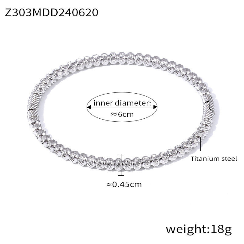D관 - 티타늄 스틸 텍스처 원형 비즈 기하학적 미니멀 팔찌 [Z302-3] 24.06-4