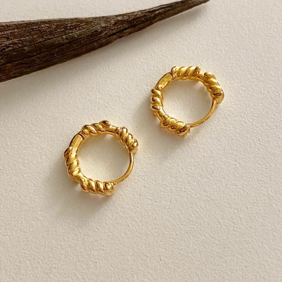 F관 - 925 실버 나선 꼬임 패턴 링 귀걸이 [C1026] 25.11-2