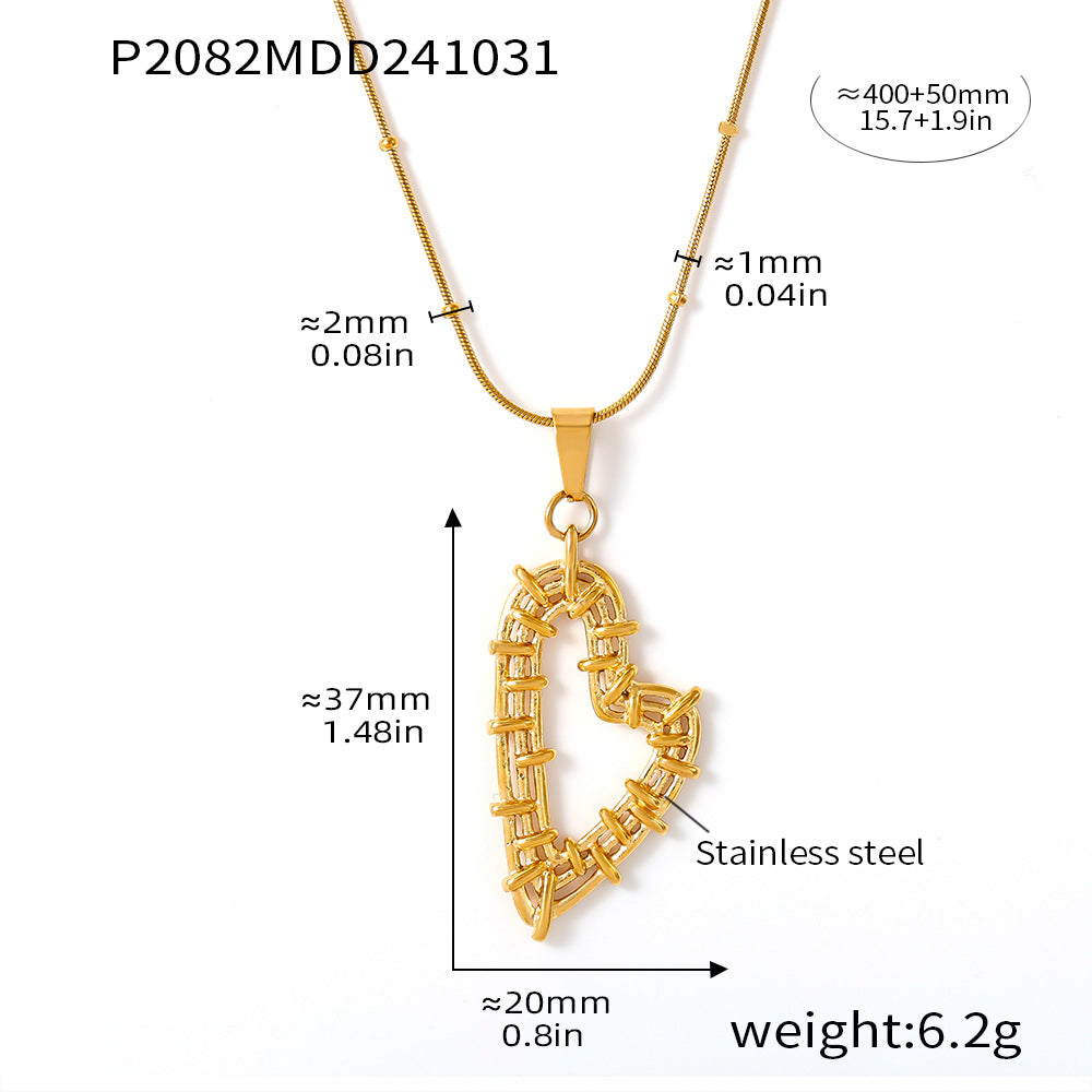 D관 - 프렌치 럭셔리 더블 하트 화이트 쉘 스테인리스 스틸 PVD 18K 도금 귀걸이 목걸이 [P2082-F760] 24.11-2