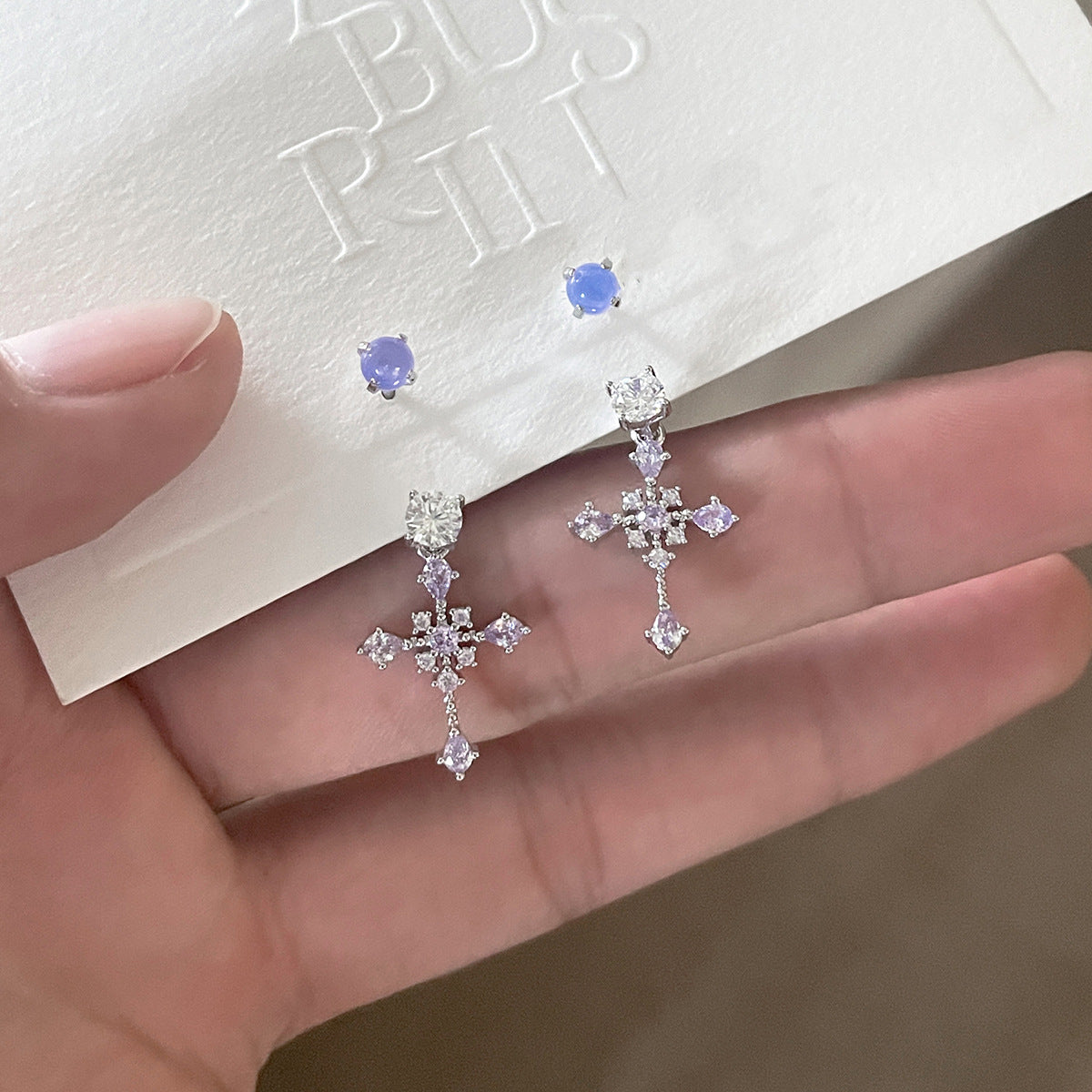 A관 - 큐빅 십자가 티타늄 스틸 귀걸이 [EH-4326] 25.12-2