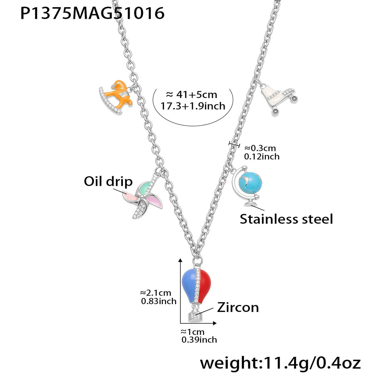 D관 - 스테인리스 스틸 큐빅 과일 열기구 지구본 펜던트 목걸이 팔찌 반지 [TXP422] 25.10-4