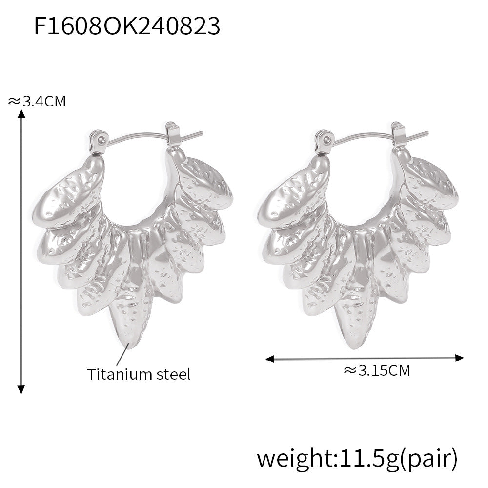 D관 - 럭셔리 나뭇잎 디자인 티타늄 스틸 18K 도금 귀걸이 [F1608] 24.08-5