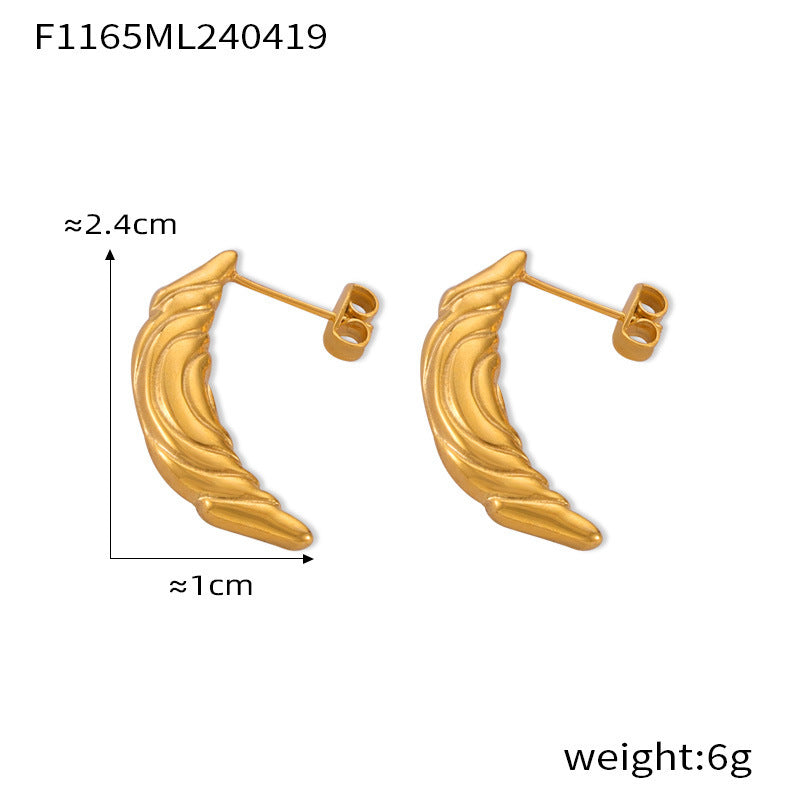 D관 - 금속 니치 유니크 C형 기하학 귀걸이 티타늄 스틸 도금 디자인 귀걸이 [F1152-65] 24.04-4