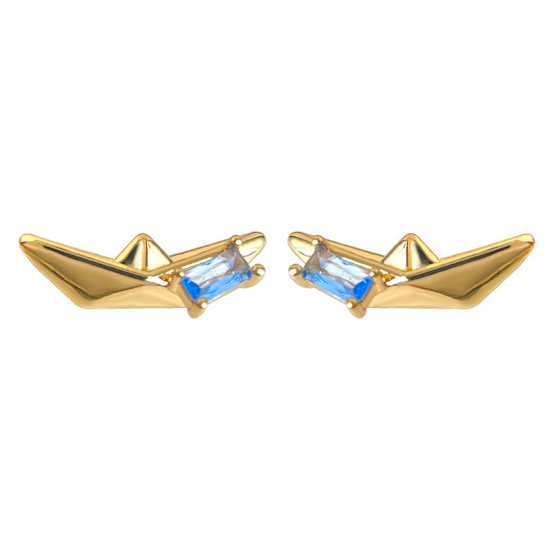 C관 - 보트 아쿠아마린 큐빅 925 은침 귀걸이 [7159] 25.11-4