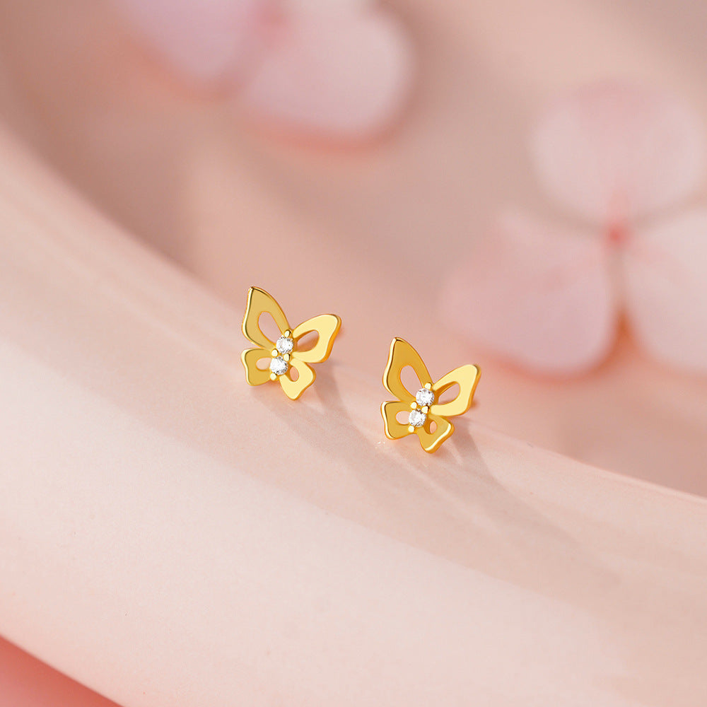 B관 - 999 실버 나비 모양 큐빅 귀걸이 [YC9489E_1] 25.12-1