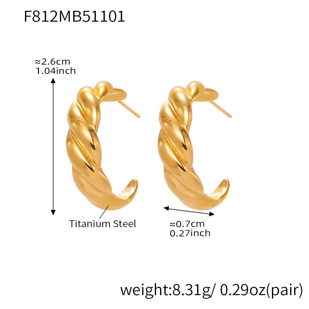 D관 - 스테인리스 18K 도금 트위스트 디자인 귀걸이 [F812] 25.11-1