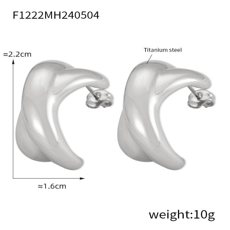 D관 - 티타늄 스틸 크로스 디자인 18K 도금 기하학적 세련된 귀걸이 [F1222-F1224-5] 24.05-2