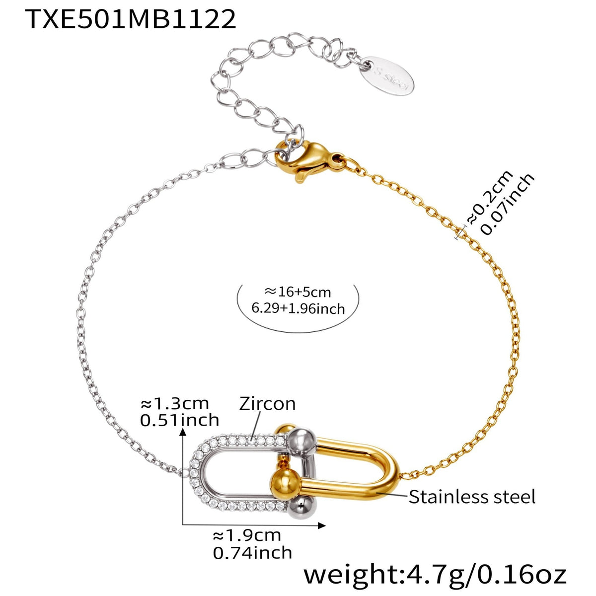 D관 - 스테인리스 스틸 말발굽 모양 큐빅 펜던트 18K 도금 귀걸이 반지 팔찌 목걸이 [TXP501] 25.11-4