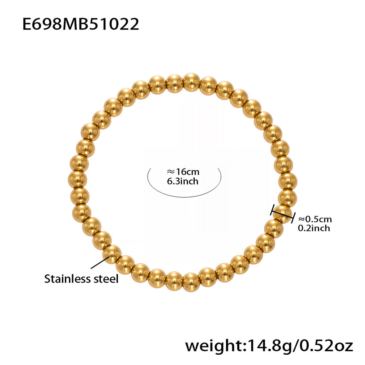 D관 - 스테인리스 18K 도금 하트 멀티 펜던트 스틸 비즈 팔찌 [E696-E697-E698] 25.10-5