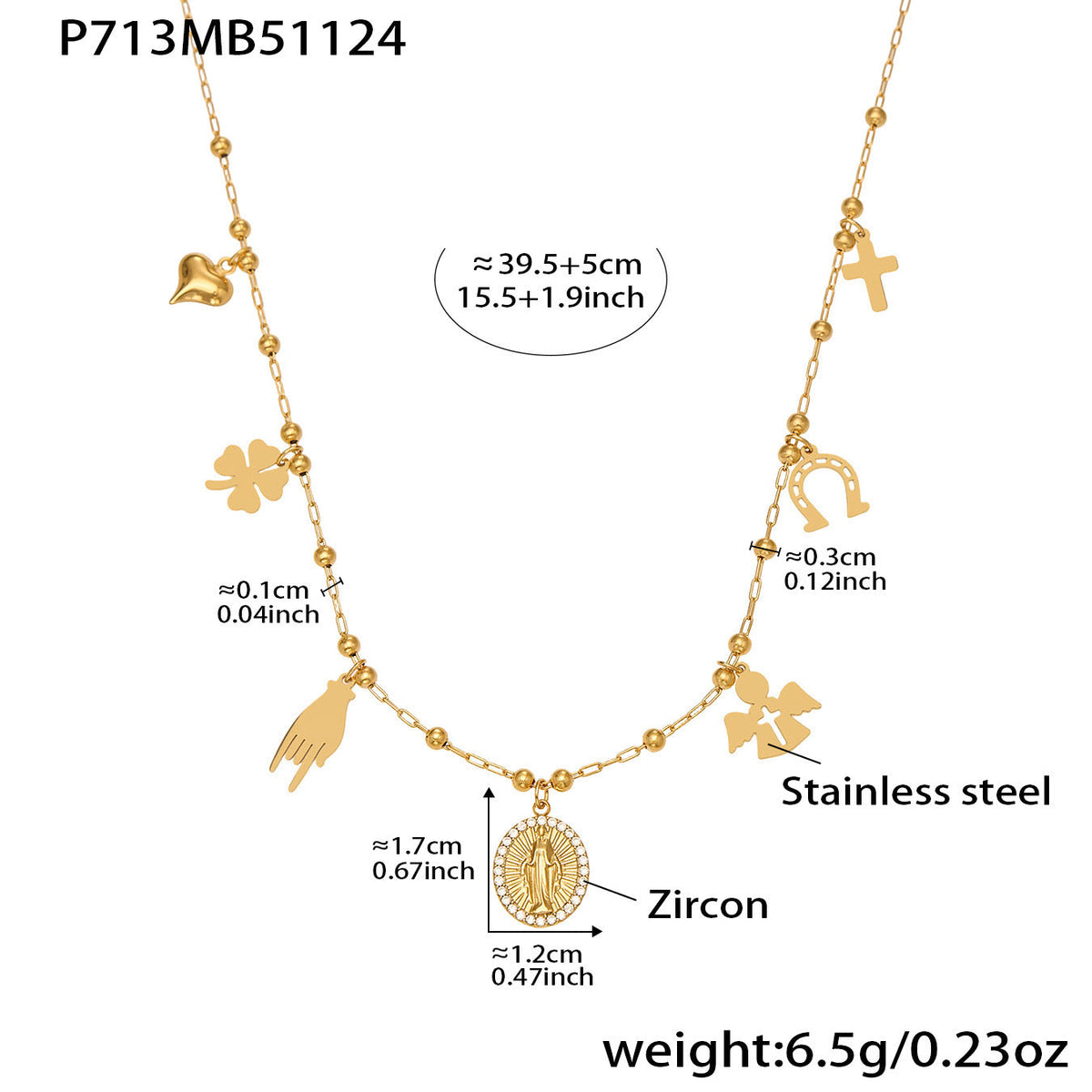 D관 - 스테인리스 스틸 진주 큐빅 펜던트 18K 도금 목걸이 [P732] 25.11-4