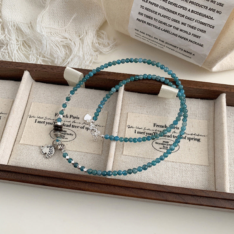 A관 - 925 실버 핸드메이드 코끼리 펜던트 아파타이트 팔찌 목걸이 [1545] 25.11-2