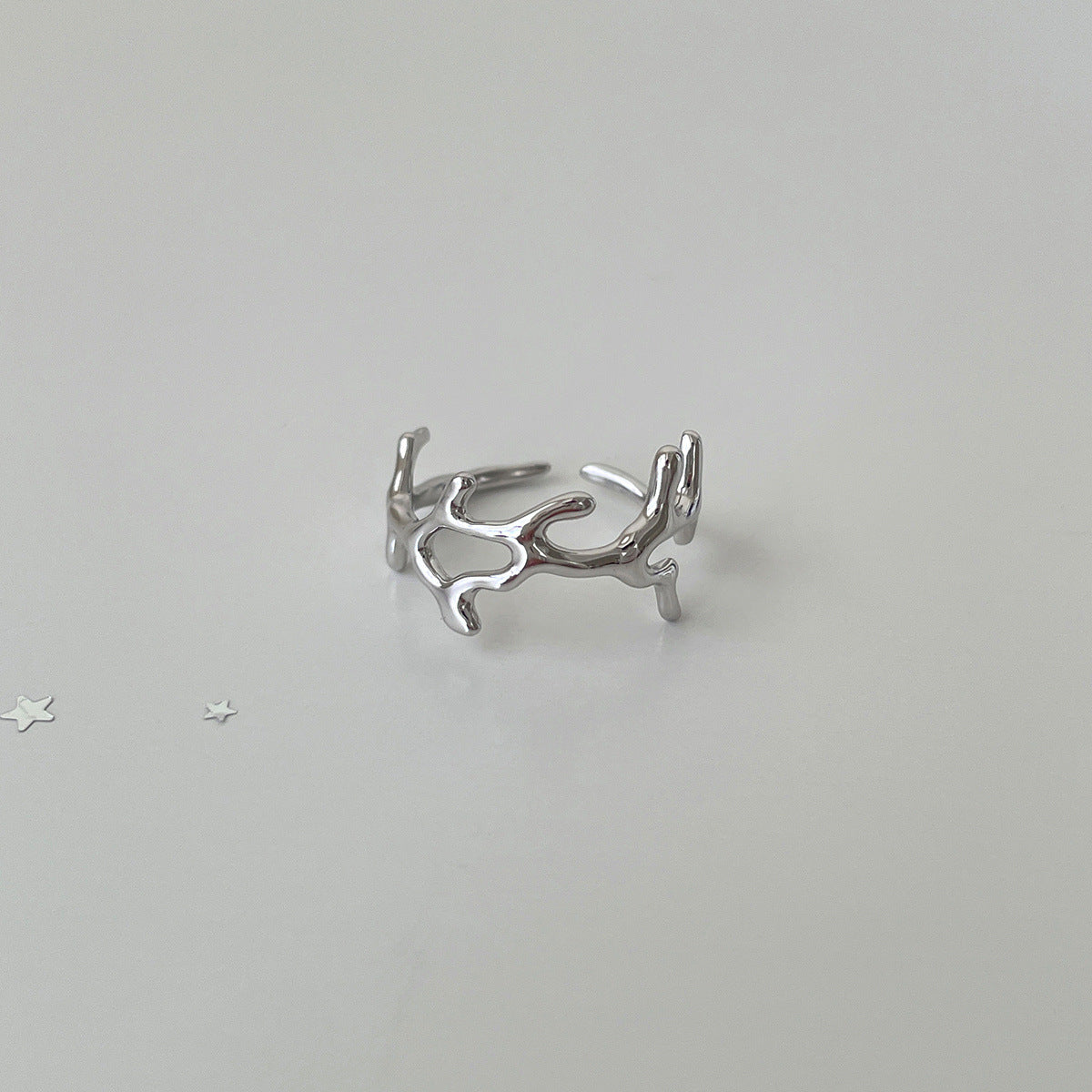 A관 - 925 실버 불규칙 나뭇가지 별 디자인 반지 [JZ-0708] 25.10-3